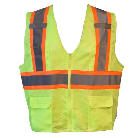 Cordova Safety Vest, Type R, Class 2, Mesh, Lime, 2-Tone Contrasting Reflective Tape, M VW273PM